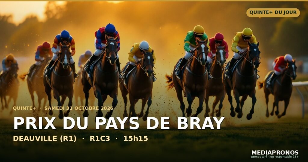 Quinte+ 2026-10-31 : 3ème course - Prix Du Pays De Bray a Deauville (R1) - pronostic MediaPronos
